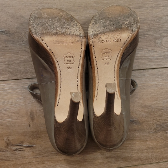 KORS by Michael Kors Taupe Patent Leather Heels - Picture 5 of 5